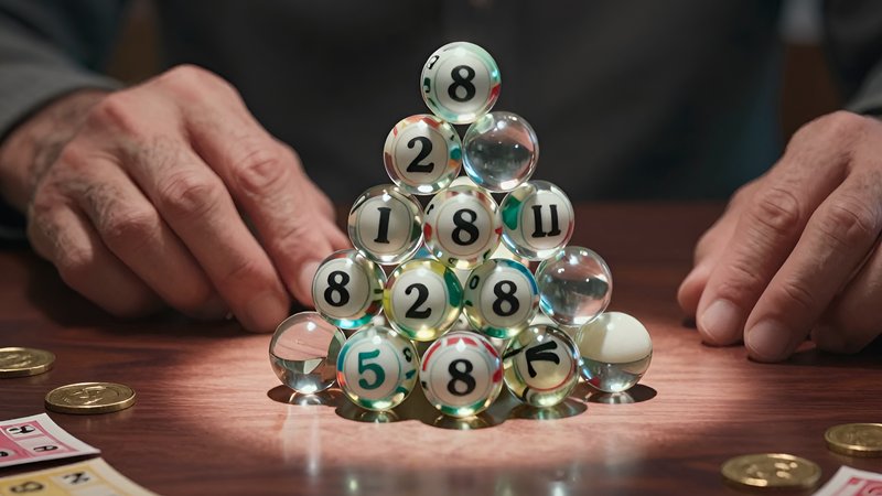 Hands stacking glass spheres into a pyramid for understanding wagering requirements Asian lottery promotions